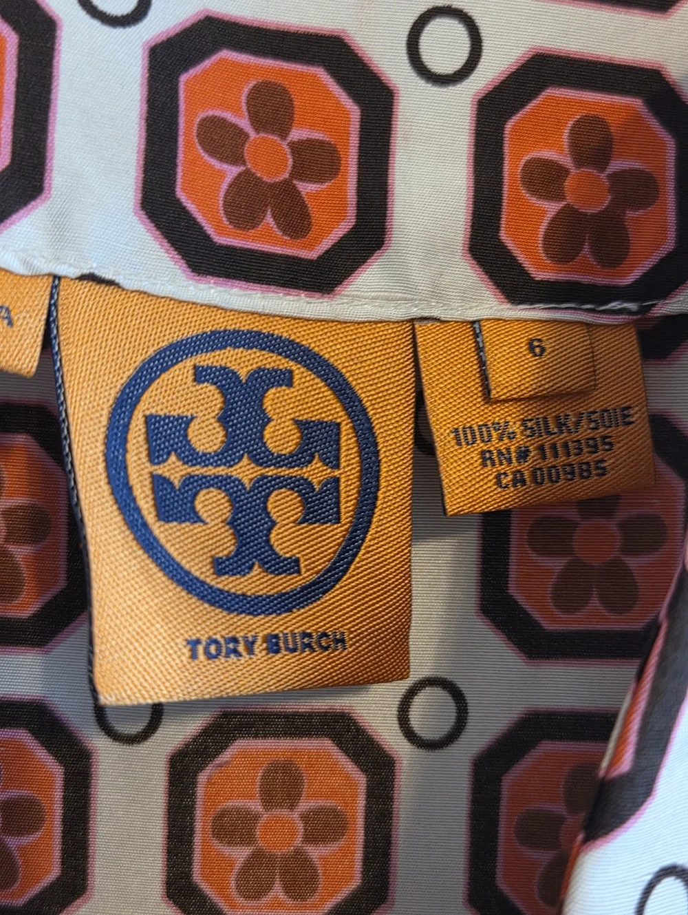 Tory Burch Coral, Black & White Printed Mini Dress
